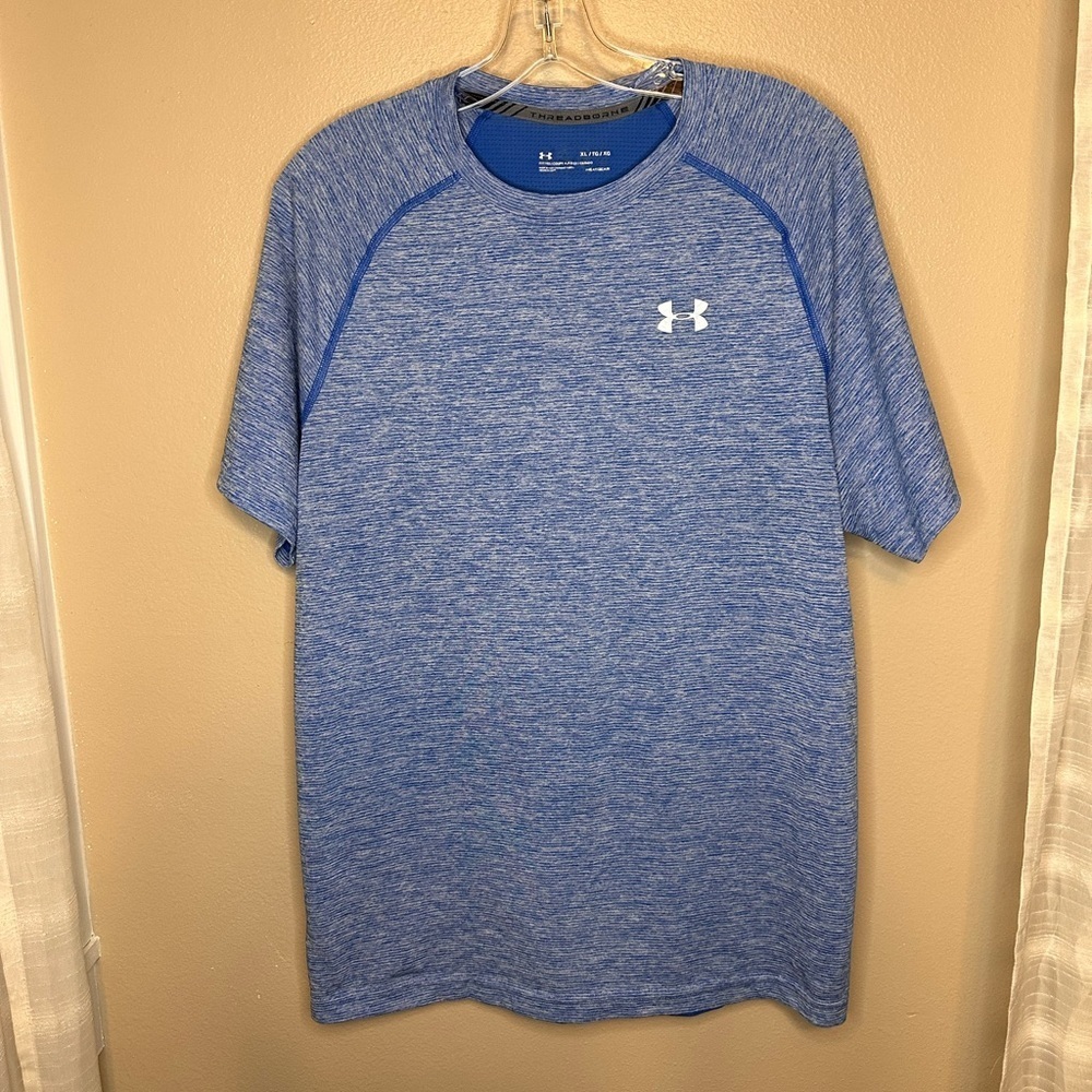 Under Armour Men’s Threadborne Fitted Heatgear Tee T-shirt Size XL Blue